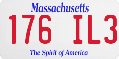 MA license plate 176IL3