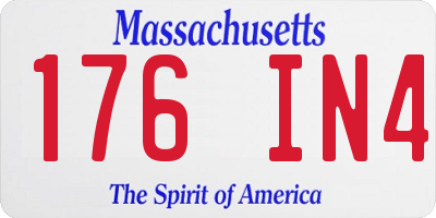 MA license plate 176IN4