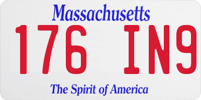 MA license plate 176IN9