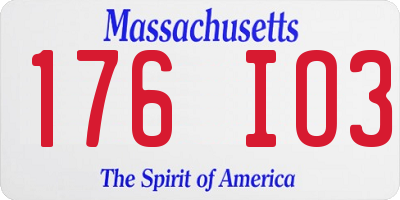 MA license plate 176IO3