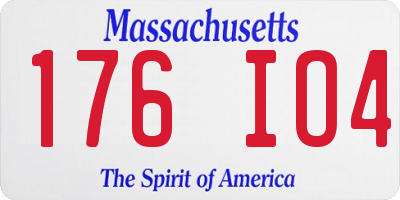 MA license plate 176IO4