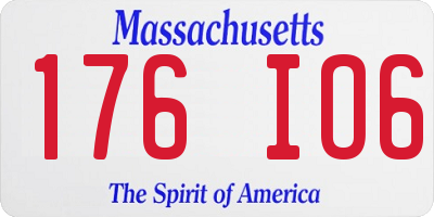 MA license plate 176IO6