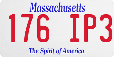 MA license plate 176IP3