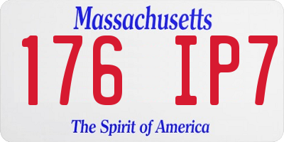 MA license plate 176IP7