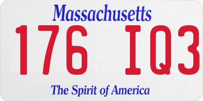MA license plate 176IQ3
