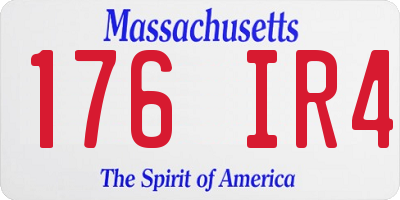 MA license plate 176IR4