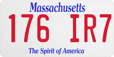 MA license plate 176IR7