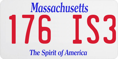 MA license plate 176IS3