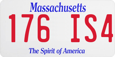 MA license plate 176IS4