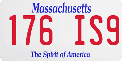 MA license plate 176IS9