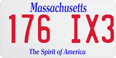 MA license plate 176IX3