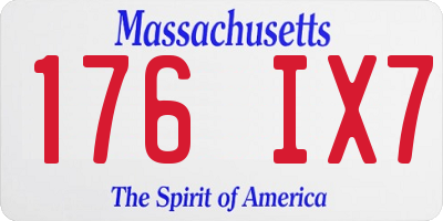 MA license plate 176IX7