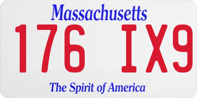 MA license plate 176IX9