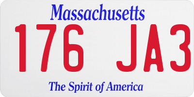 MA license plate 176JA3