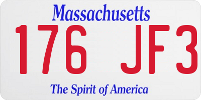 MA license plate 176JF3