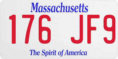MA license plate 176JF9