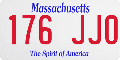 MA license plate 176JJ0