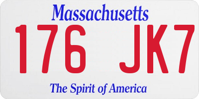 MA license plate 176JK7