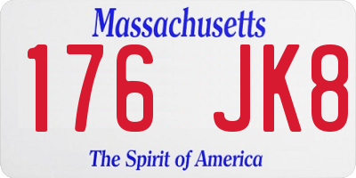 MA license plate 176JK8