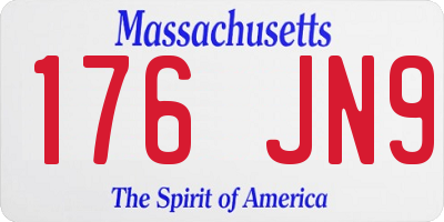 MA license plate 176JN9