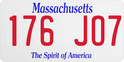 MA license plate 176JO7
