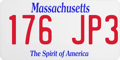 MA license plate 176JP3