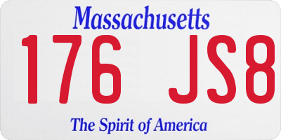 MA license plate 176JS8