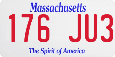 MA license plate 176JU3