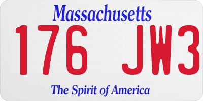 MA license plate 176JW3
