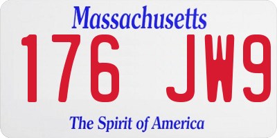 MA license plate 176JW9