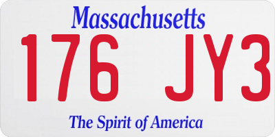 MA license plate 176JY3