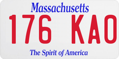 MA license plate 176KA0