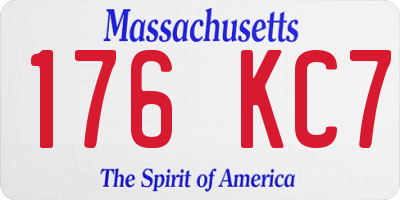 MA license plate 176KC7