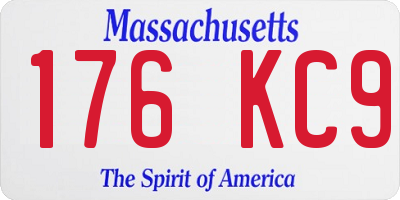 MA license plate 176KC9