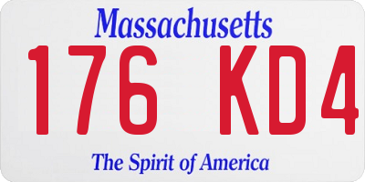 MA license plate 176KD4