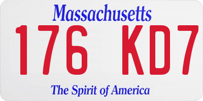 MA license plate 176KD7
