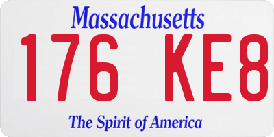 MA license plate 176KE8