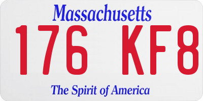 MA license plate 176KF8