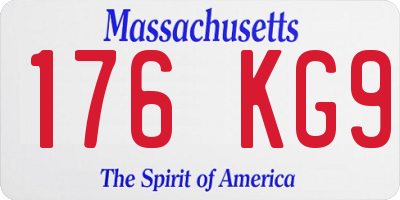MA license plate 176KG9