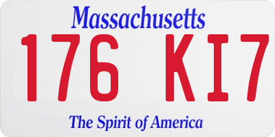 MA license plate 176KI7