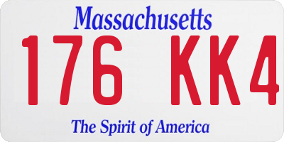 MA license plate 176KK4
