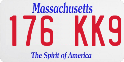MA license plate 176KK9