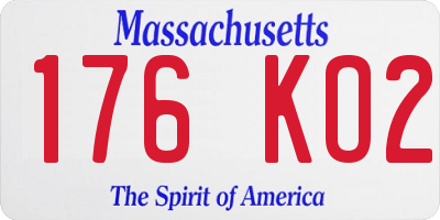 MA license plate 176KO2