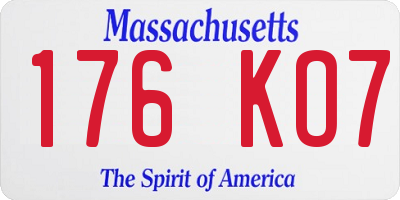 MA license plate 176KO7