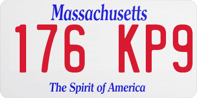 MA license plate 176KP9