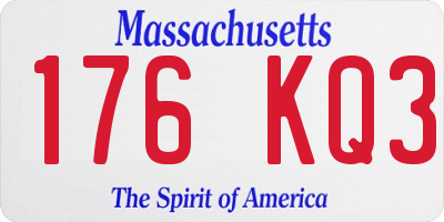 MA license plate 176KQ3