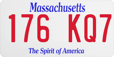 MA license plate 176KQ7