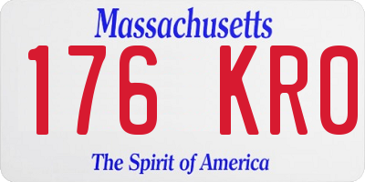 MA license plate 176KR0