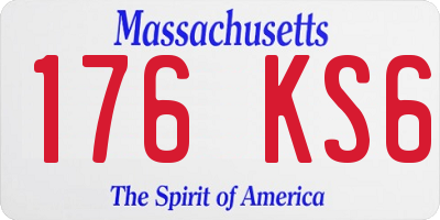 MA license plate 176KS6