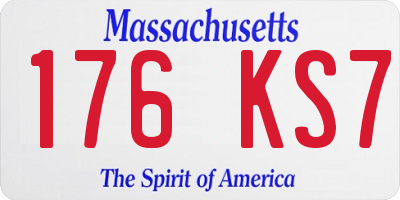 MA license plate 176KS7